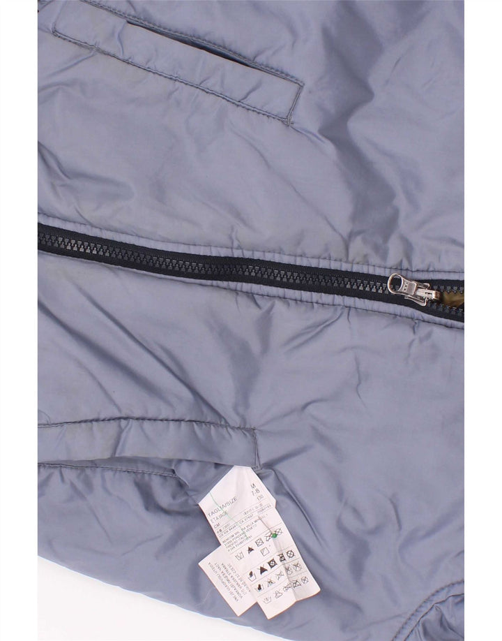 Benetton Veste matelassée graphique pour garçon 7-8 ans Bleu moyen colour block