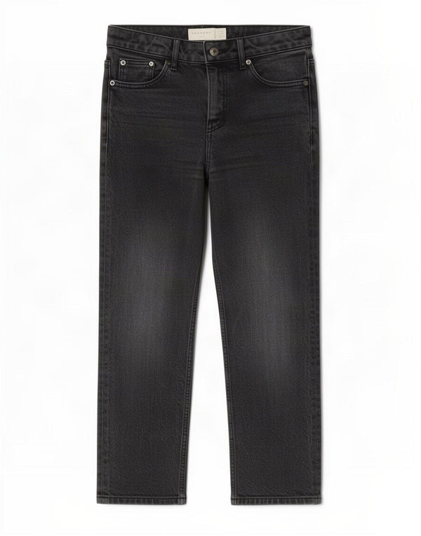 Topshop Jean court droit femme W26 L24 gris coton