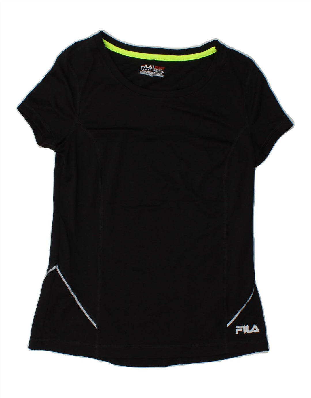 FILA Womens T-Shirt Top UK 6 XS Black Polyester Vintage Fila and Second-Hand Fila from Messina Hembry 