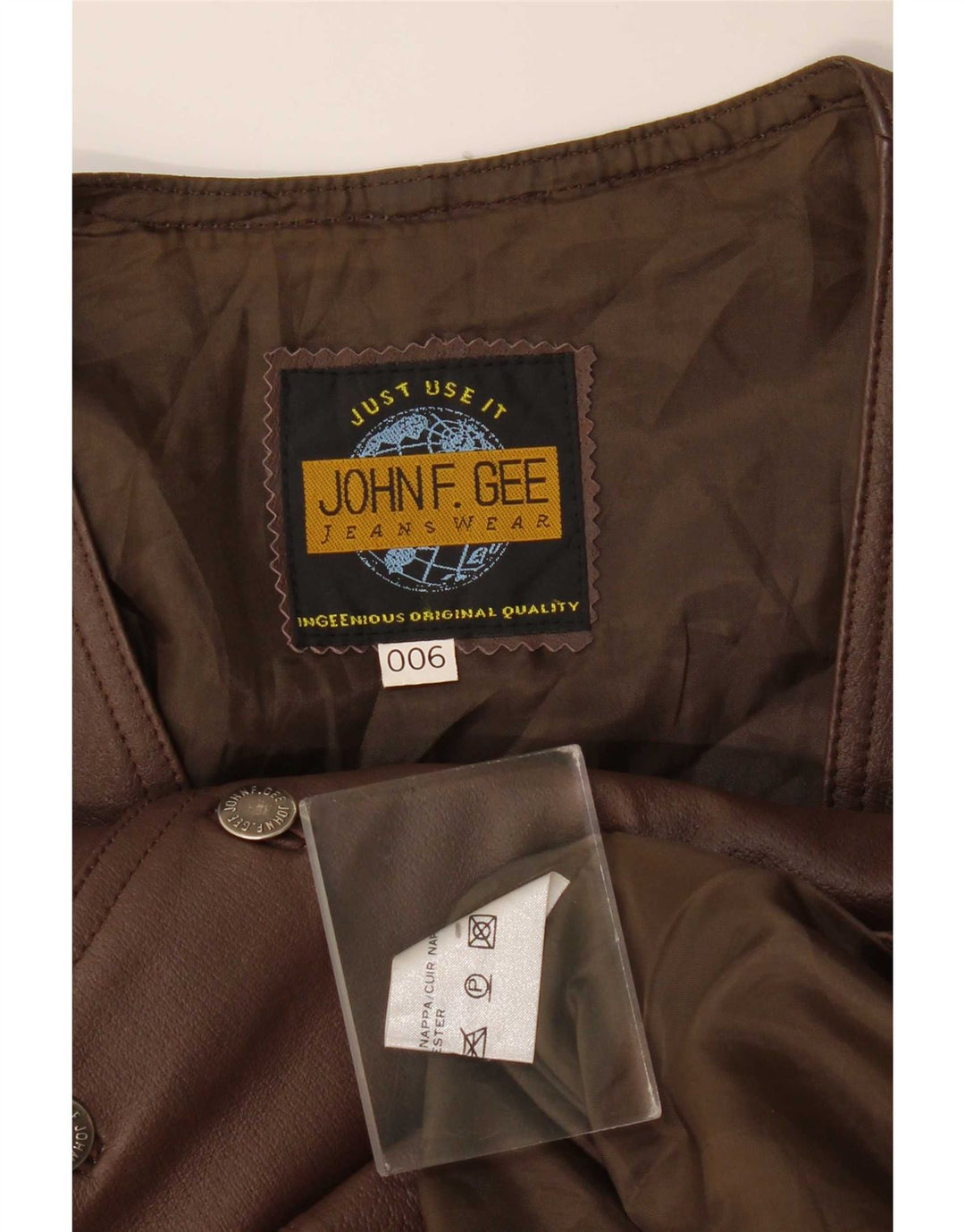 John F Gee Gilet en cuir pour homme Marron moyen