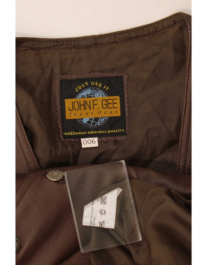 John F Gee Gilet en cuir pour homme Marron moyen