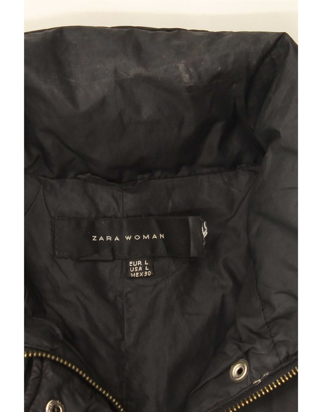 Zara Veste matelassée pour femme UK 14 Large Noir
