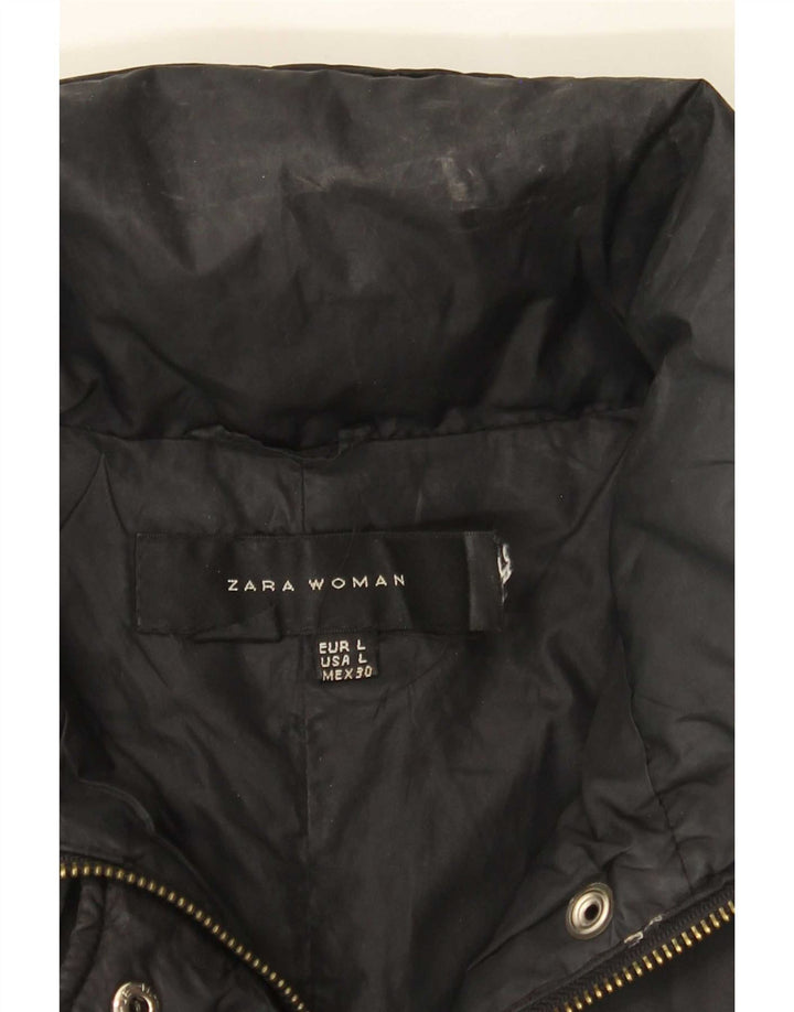 Zara Veste matelassée pour femme UK 14 Large Noir