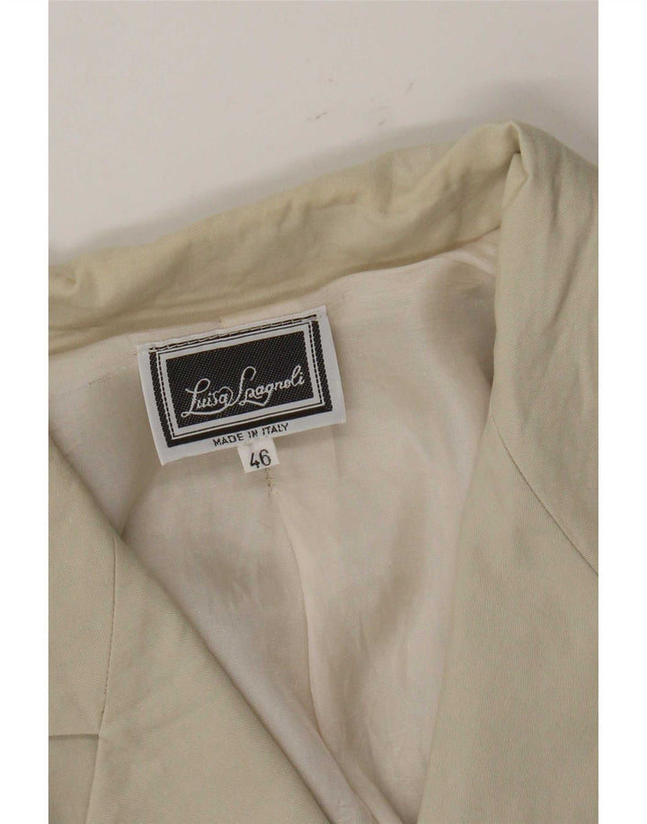 Luisa Spagnoli Veste blazer à manches courtes 3 boutons pour femme IT 46 Large Beige
