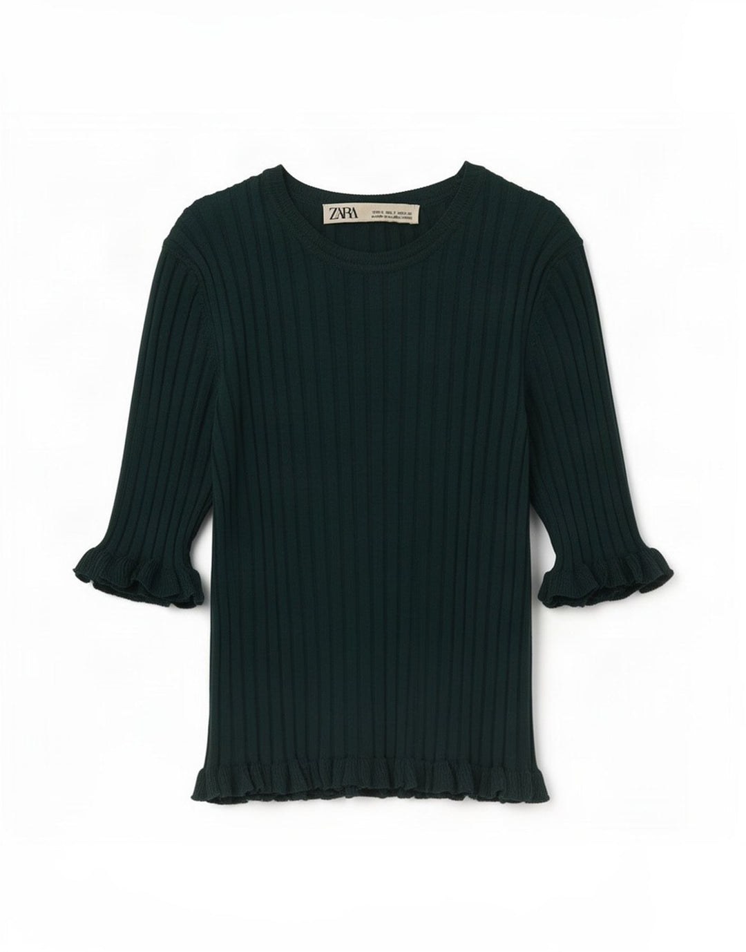 Zara Womens Crop Blouse Top UK 8 Small Vert Viscose