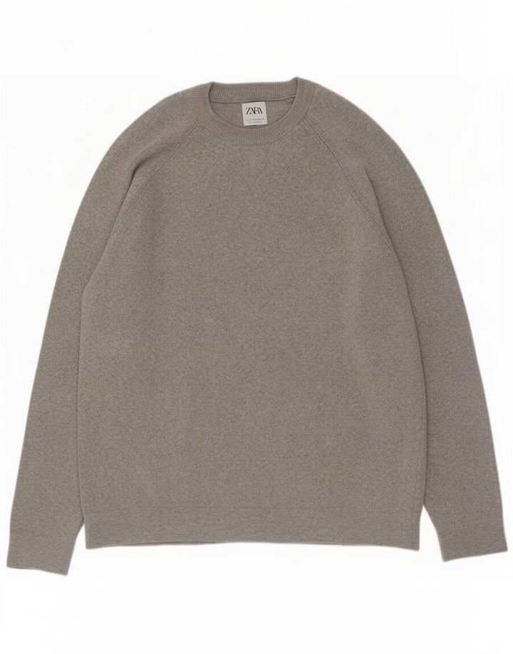 Zara Pull Col Ras Du Cou Homme Gris Moyen