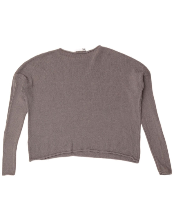Zara Pull court surdimensionné à col bateau pour femme UK 6 XS Gris Coton
