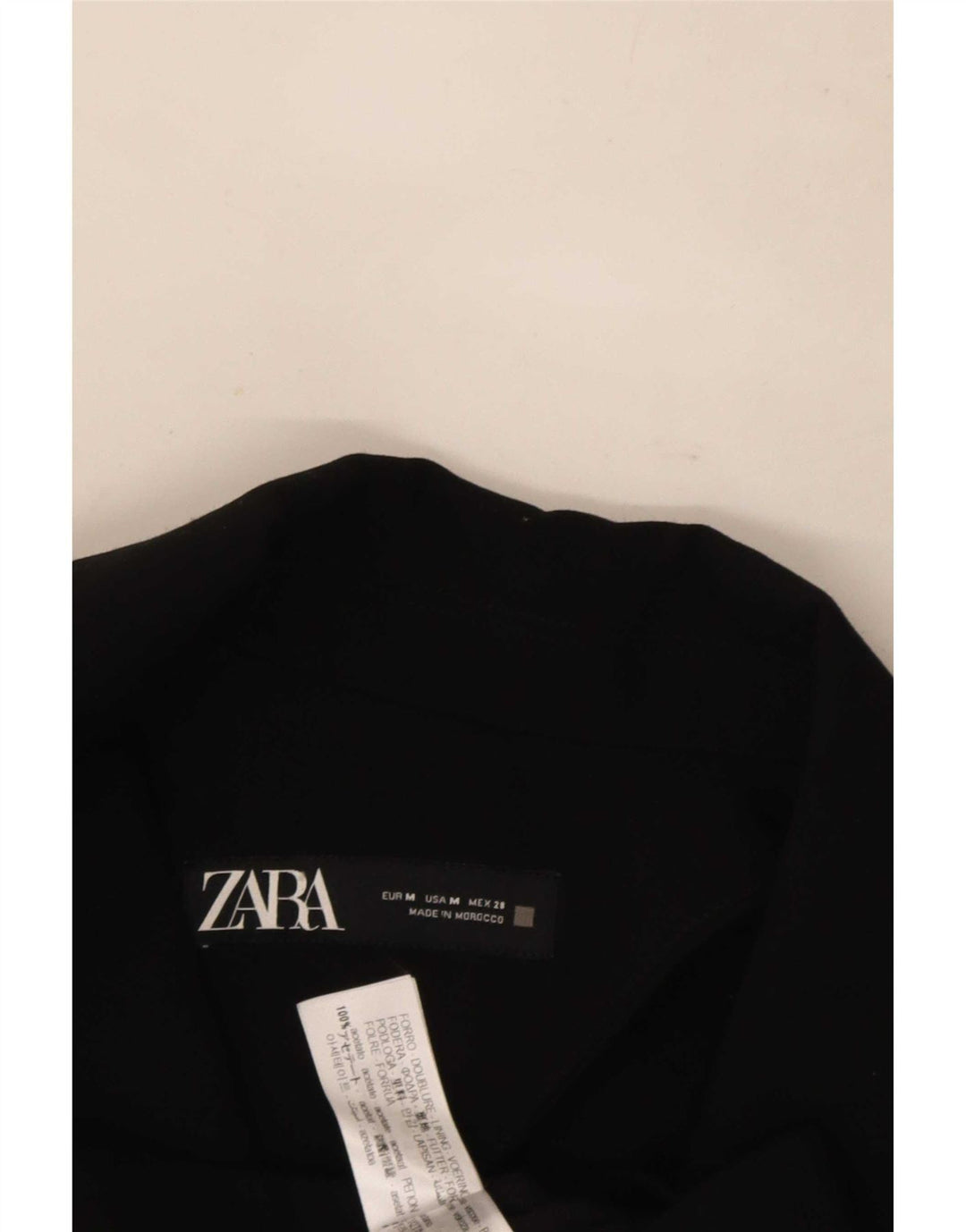Zara Womens Crop Double Breasted Blazer Jacket UK 14 Acétate Noir Moyen