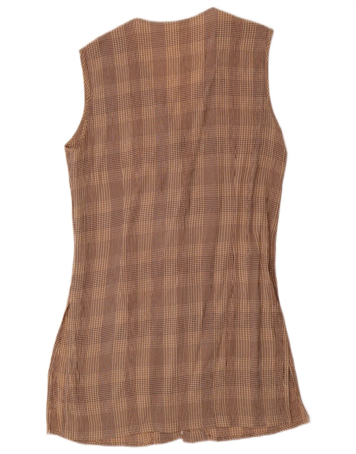 VINTAGE Femme 4 Boutons 2 Pièces Ensemble UK 10 Petit W28 Marron Check Acétate