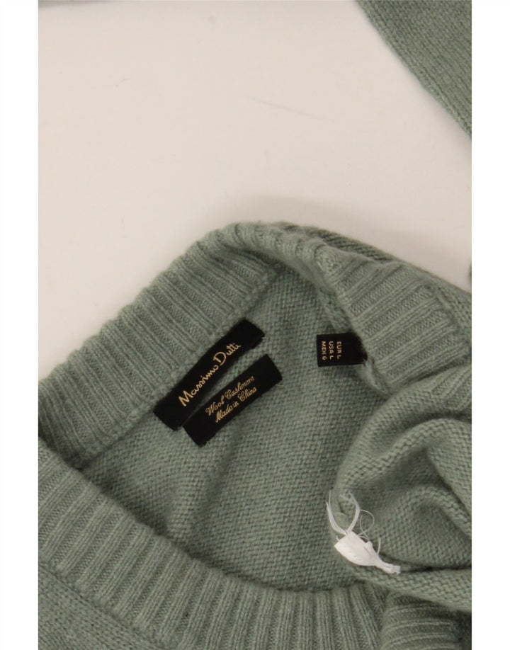 Massimo Dutti Pull à col rond pour homme en laine verte