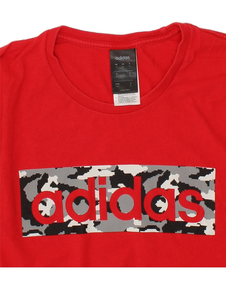 ADIDAS Mens Graphic T-Shirt Top Medium Red Cotton Vintage Adidas and Second-Hand Adidas from Messina Hembry 