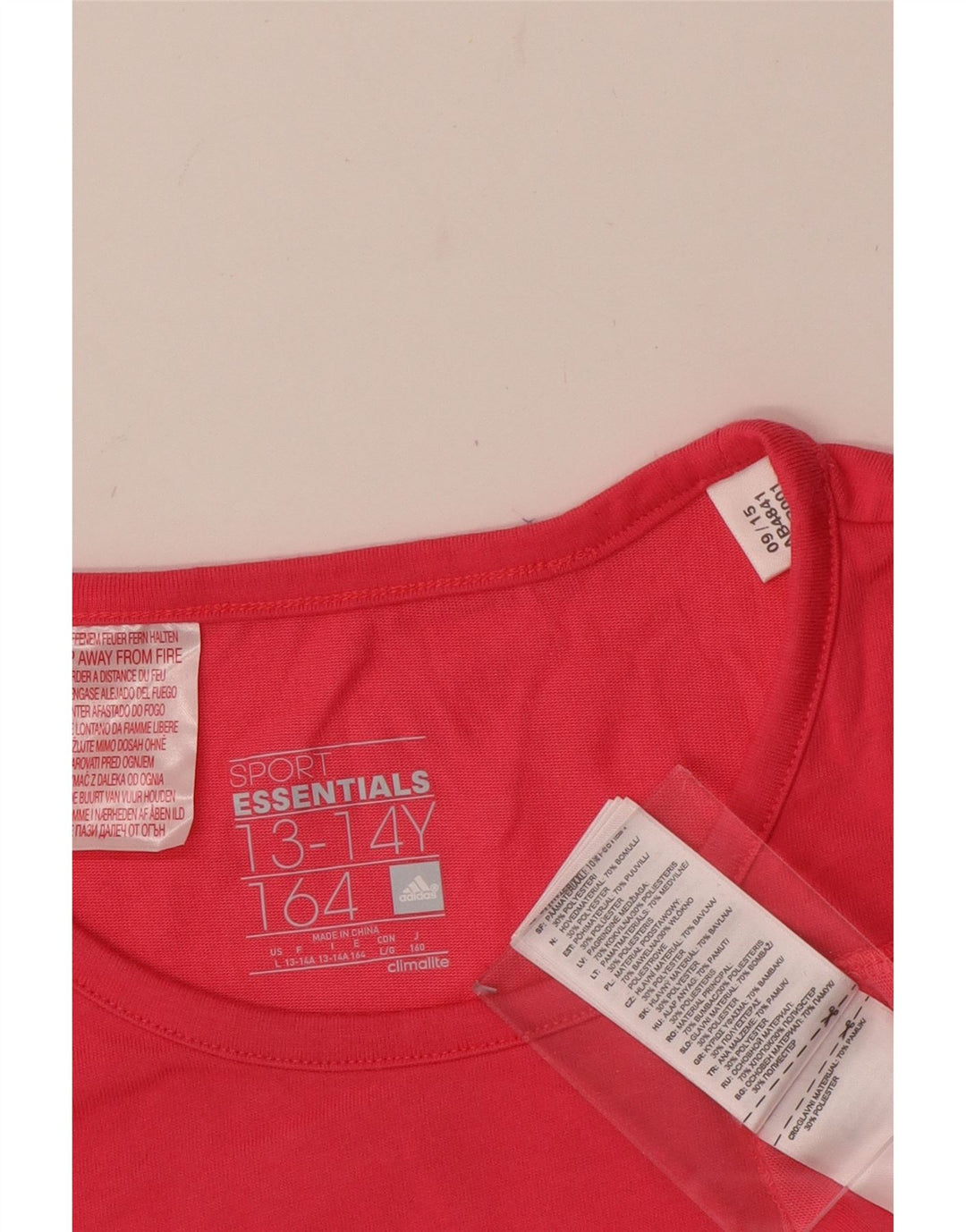 ADIDAS T-Shirt Graphique Climalite Fille 13-14 Ans Rose Coton