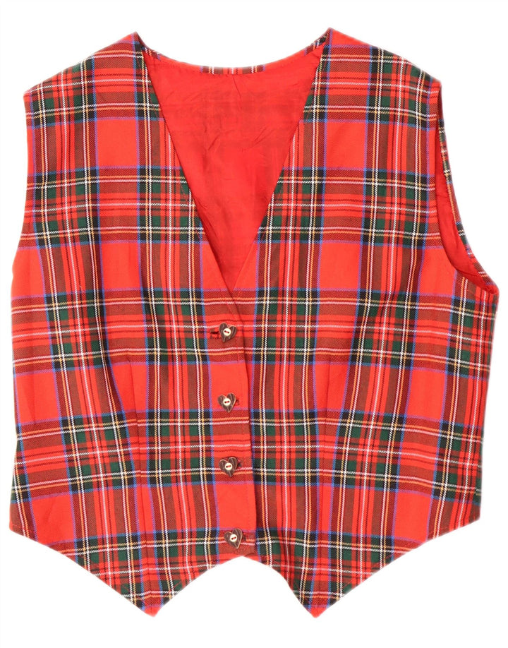 gilet femme vintage UK 12 Medium Red Plaid Classic