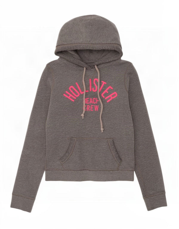 Hollister Pull à capuche graphique pour femme UK 6 XS Gris Coton