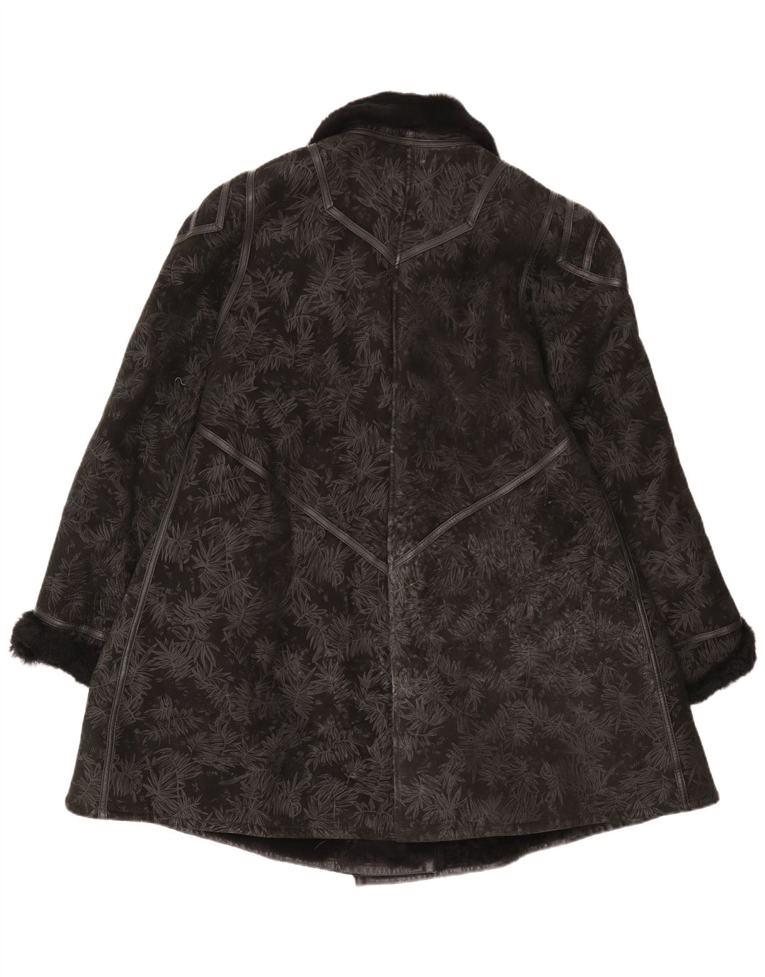 manteau en peau de mouton vintage pour femme IT 44 Shearling floral noir moyen