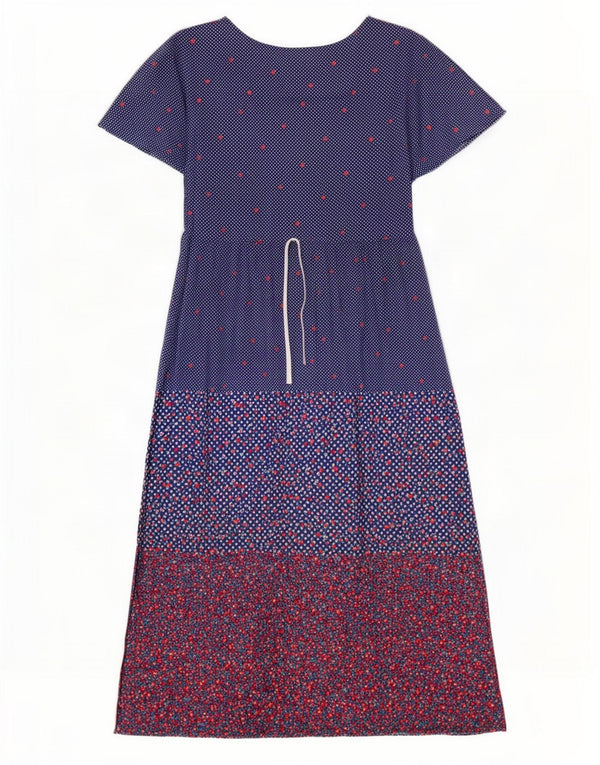 Vintage Womens Maxi Dress UK 10 Small Blue Floral Cotton