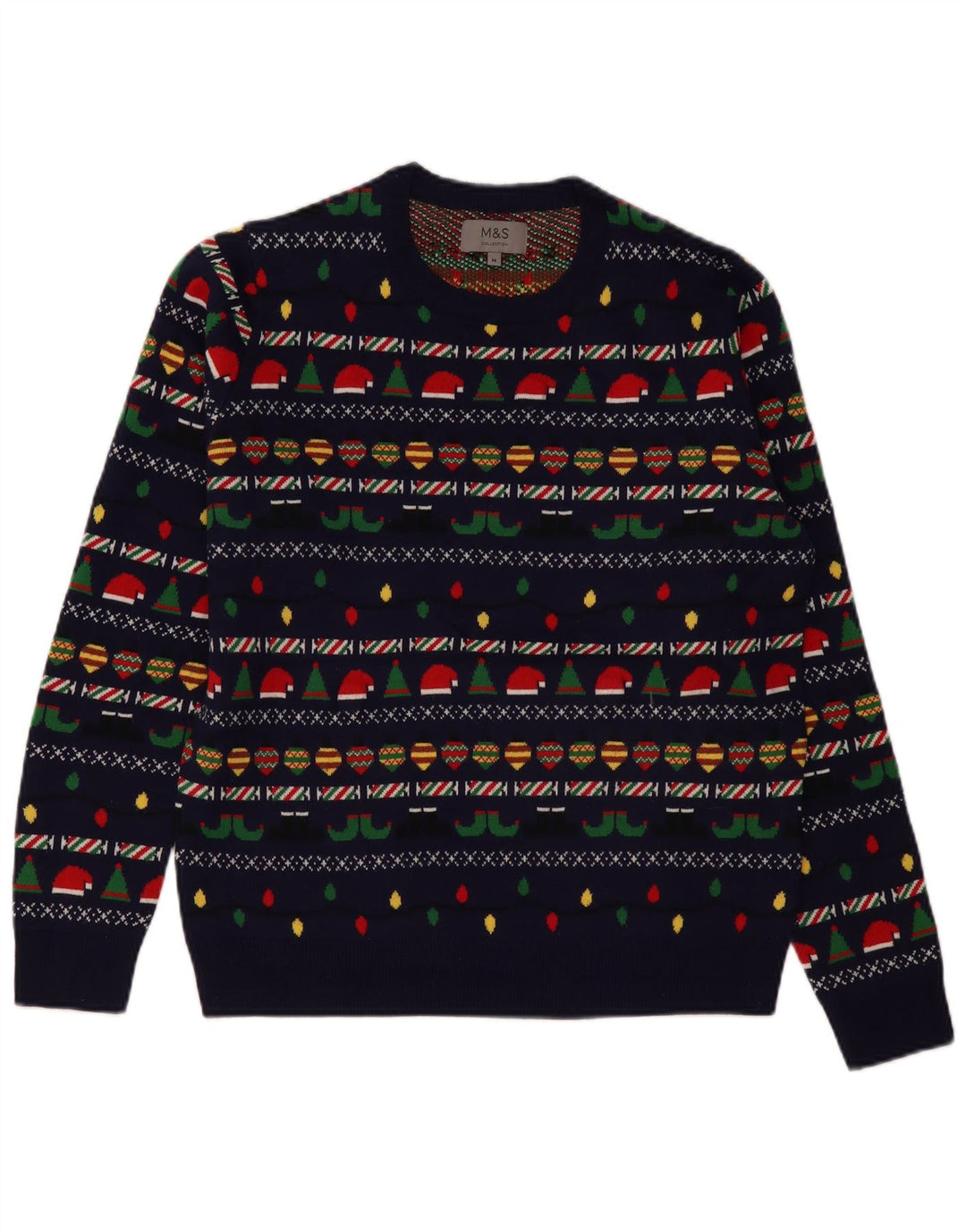 Marks & Spencer Pull à col rond pour homme Bleu marine moyen Noël