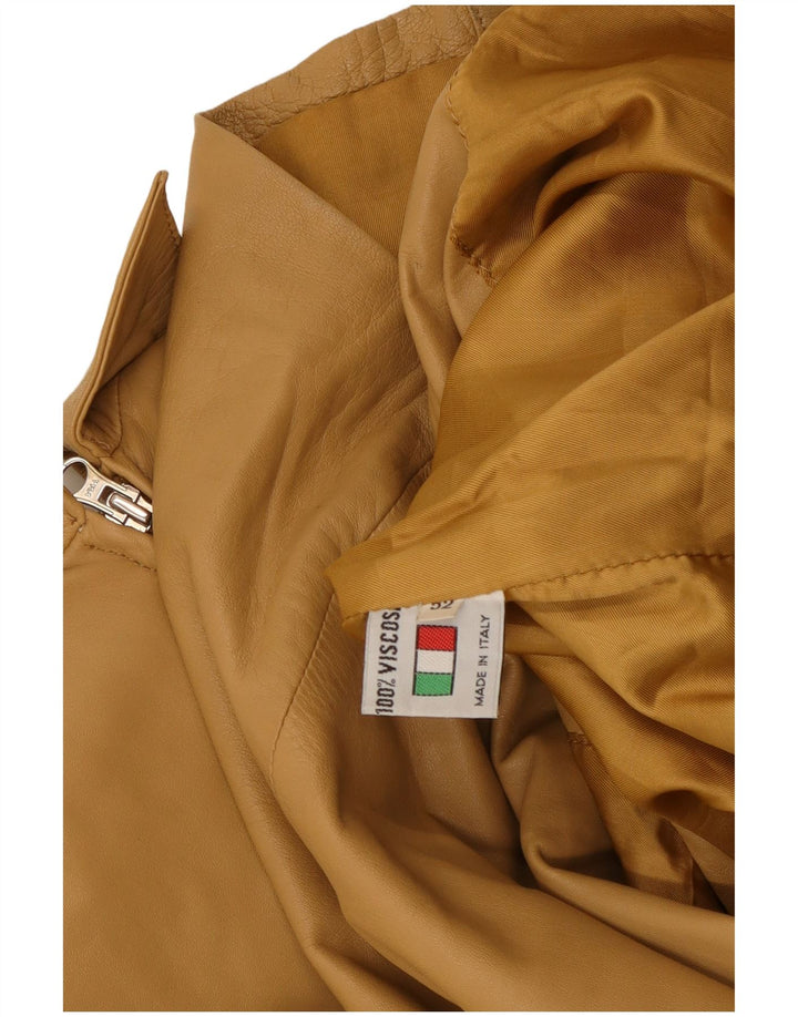VINTAGE Veste en cuir femme IT 52 2XL Cuir Beige