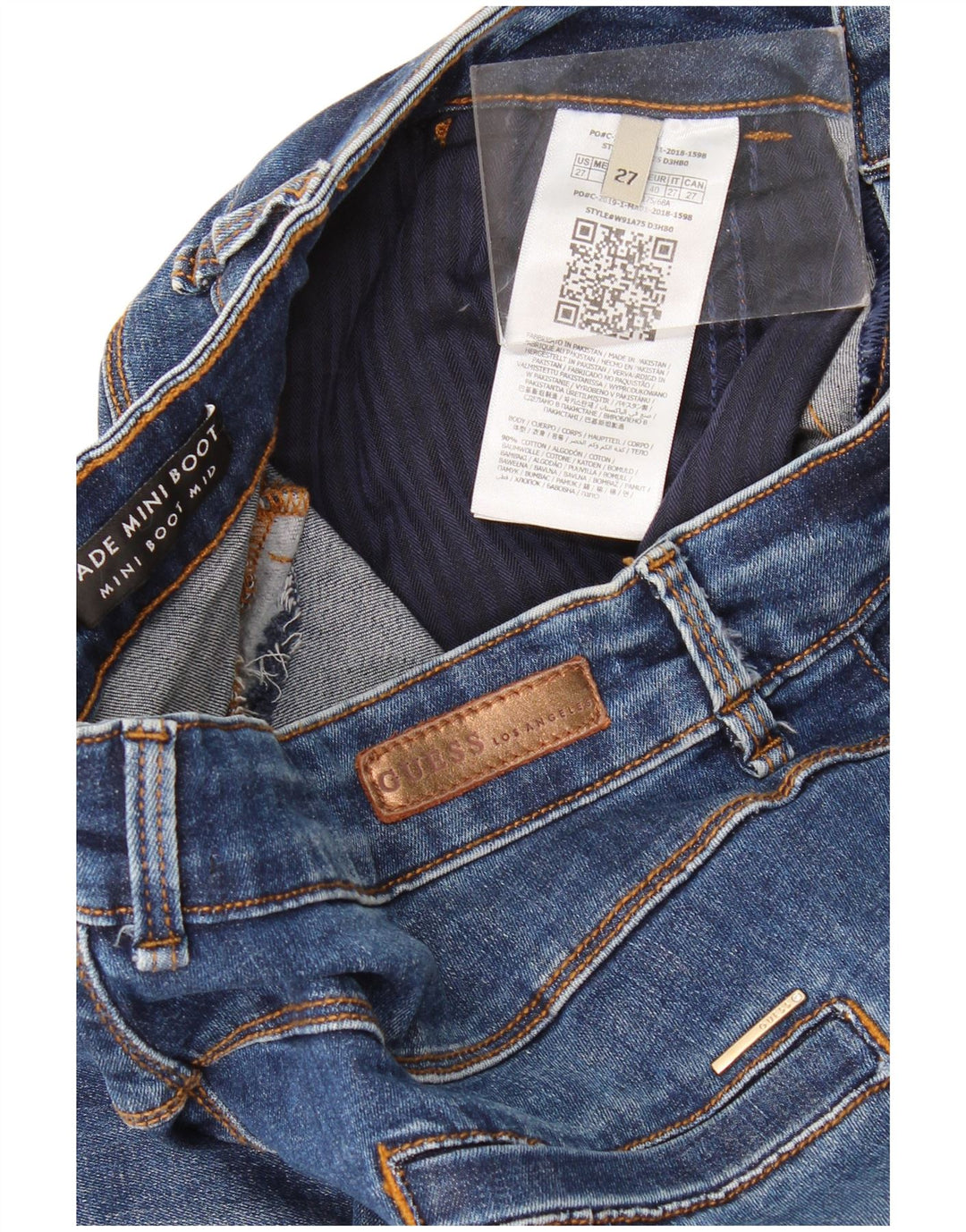 Guess Femme Jade Jean Bootcut Taille Mi-haute W27 L32 Bleu Coton