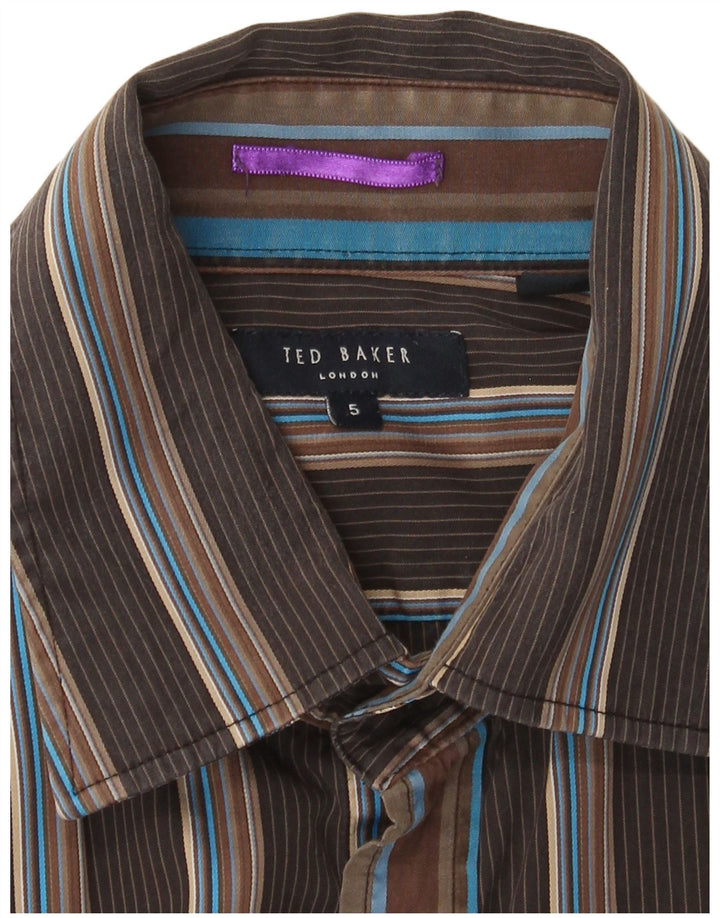 Ted Baker Chemise Homme Taille 5 XL Marron Rayé