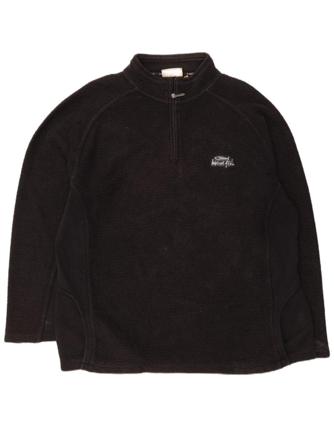 Weird Fish Sweat-shirt col zippé pour homme XL en coton noir