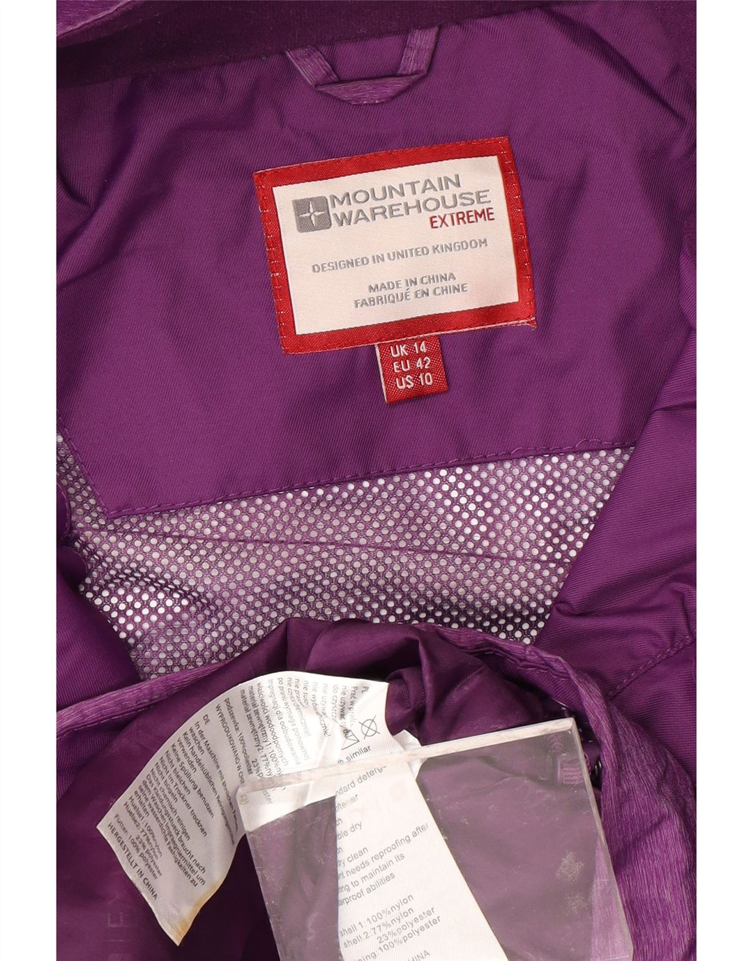 MOUNTAIN WAREHOUSE Veste de pluie pour femme UK 14 Violet moyen Colourblock