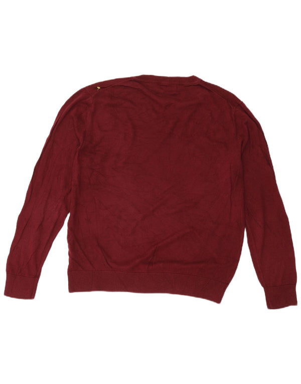 Nautica Pull col V pour homme en coton bordeaux Taille L