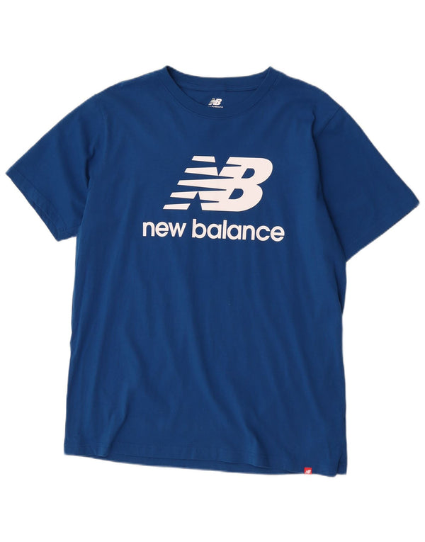 New Balance T-Shirt Graphique Homme Top XL Bleu Coton