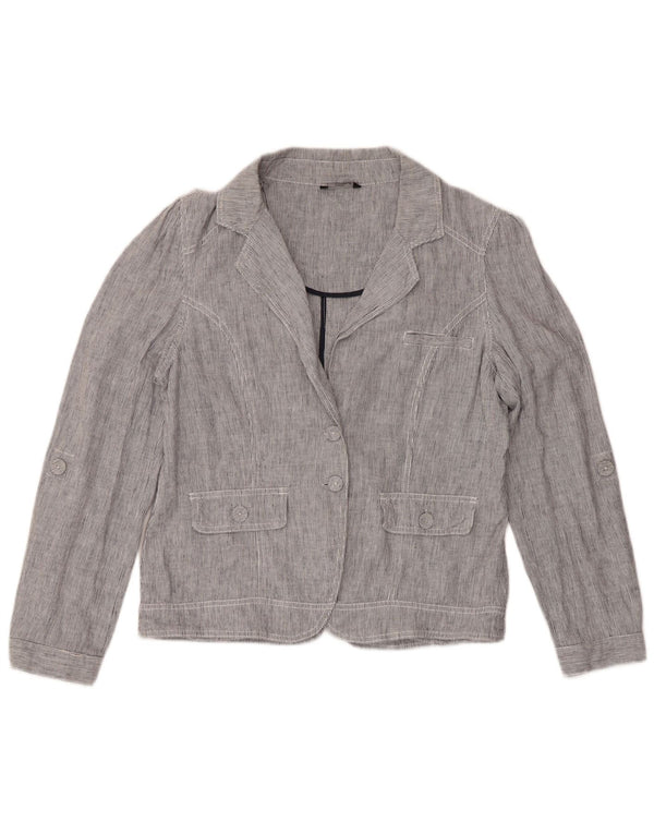 M&Co Veste Blazer 2 Boutons pour Femme UK 16 Grand Lin Bleu à Rayures