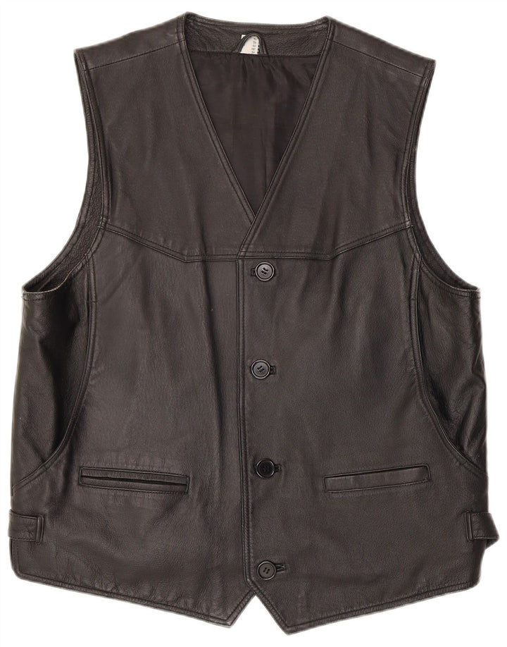 gilet en cuir homme vintage cuir noir moyen