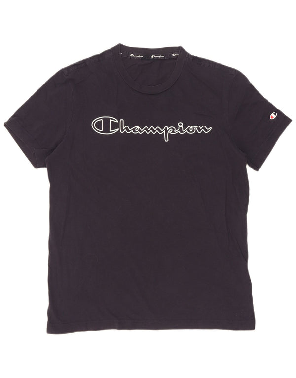 Champion T-Shirt Graphique Homme Bleu Marine Moyen Coton