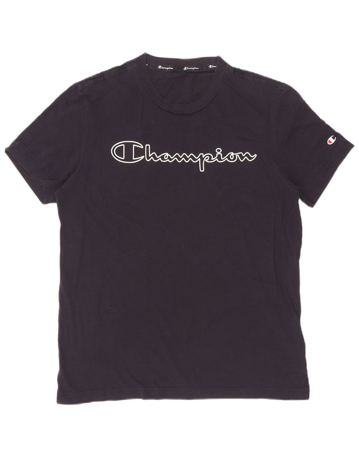 Champion T-Shirt Graphique Homme Bleu Marine Moyen Coton