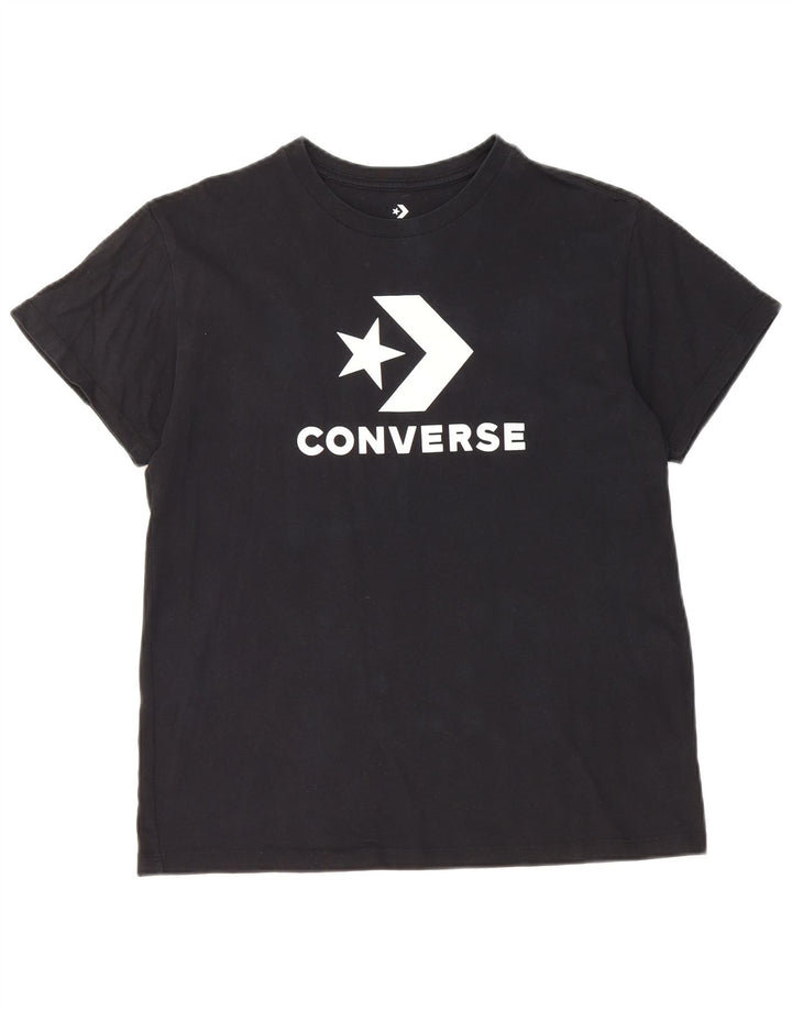 CONVERSE T-shirt graphique pour femme UK 14 en coton noir moyen