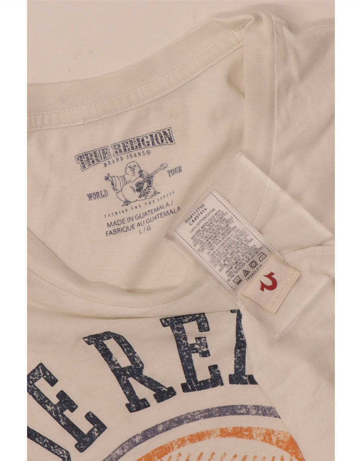 True Religion T-Shirt graphique pour hommes, grand coton blanc