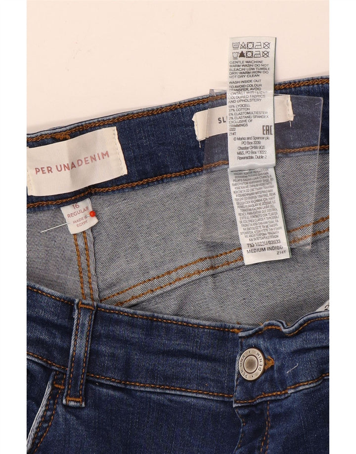Marks & Spencer Jean évasé court pour femme UK 16 Large W32 L25 Bleu