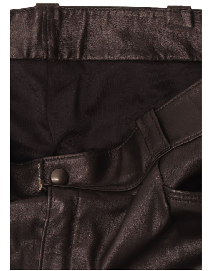 Pantalon droit en cuir femme vintage W36 L31 Noir