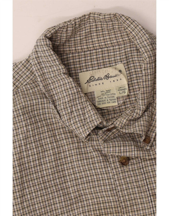 Eddie Bauer Chemise Homme Grand Coton Vichy Marron
