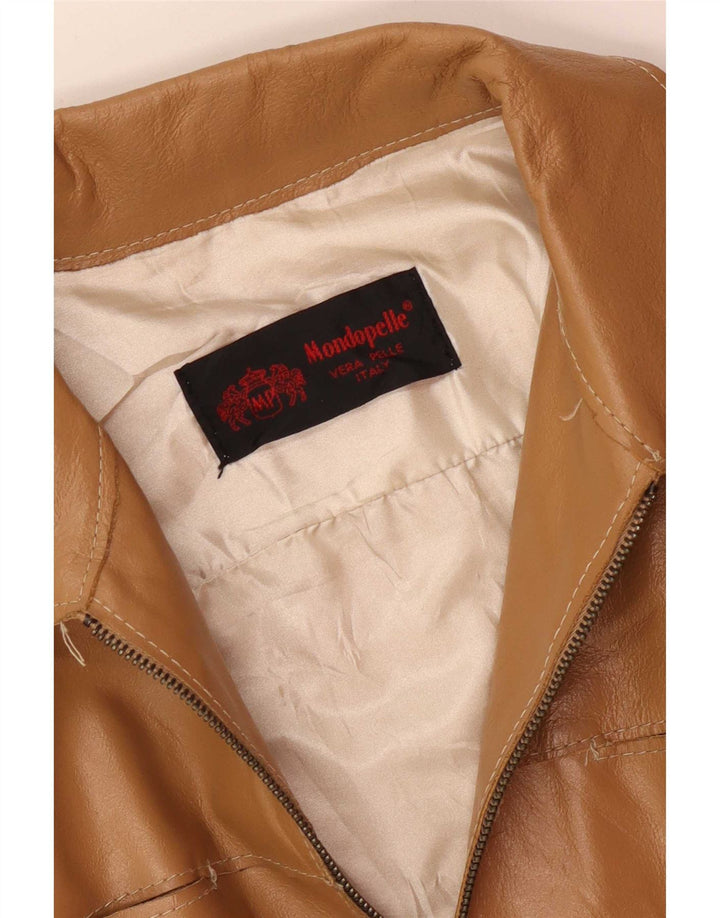 veste en cuir femme vintage UK 8 Petit Beige