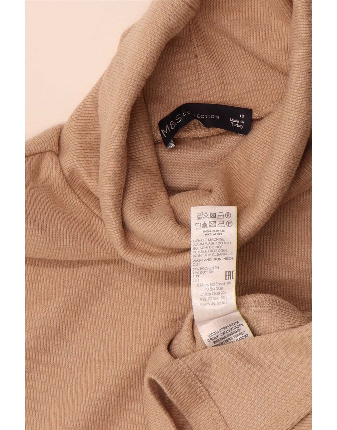 Marks & Spencer Débardeur à col roulé pour femme UK 10 Small Beige Polyester