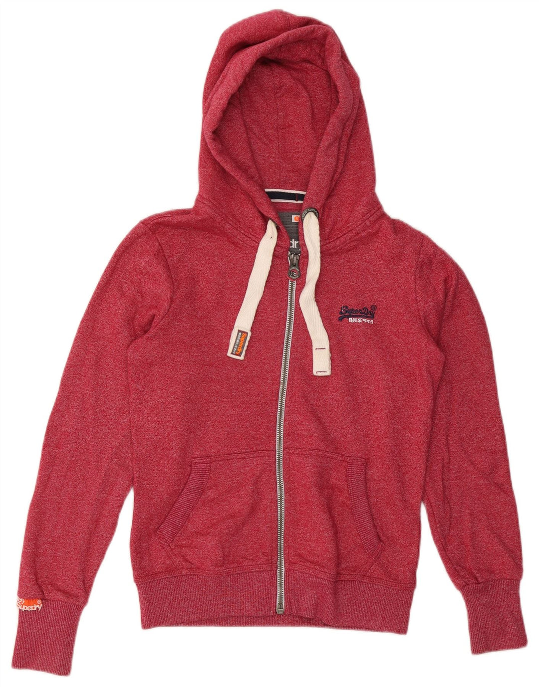 SUPERDRY Pull à capuche zippé pour femme UK 10 Petit coton moucheté rouge