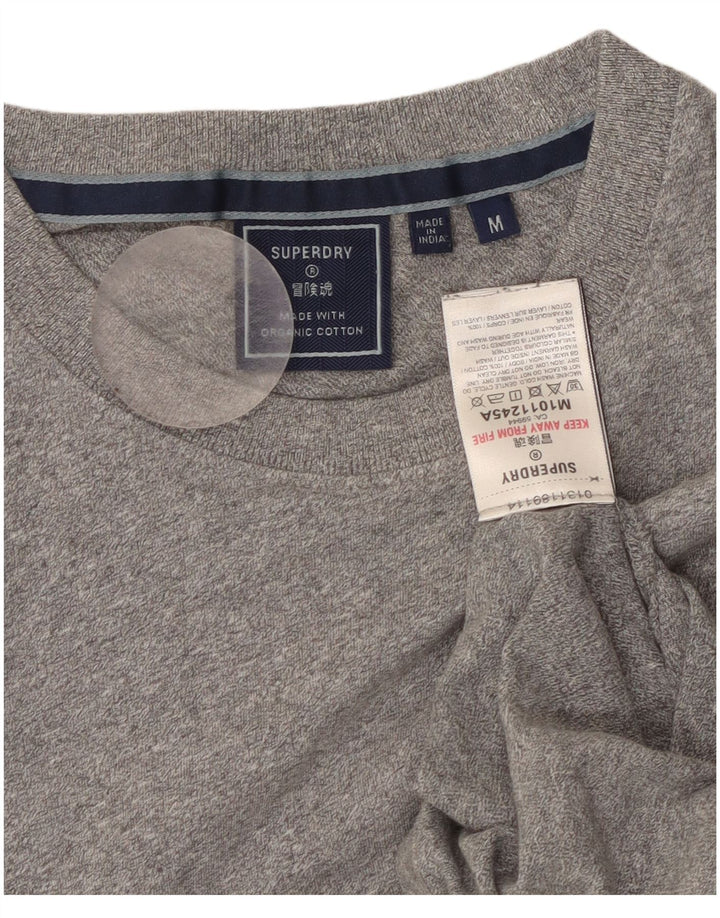 SUPERDRY T-Shirt Femme Top UK 12 Gris Moyen Coton