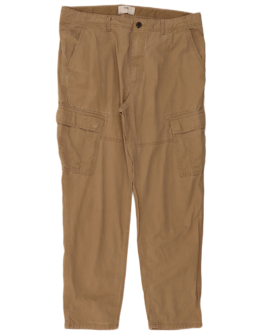 Marks & Spencer Pantalon cargo régulier pour homme W38 L31 Marron Coton