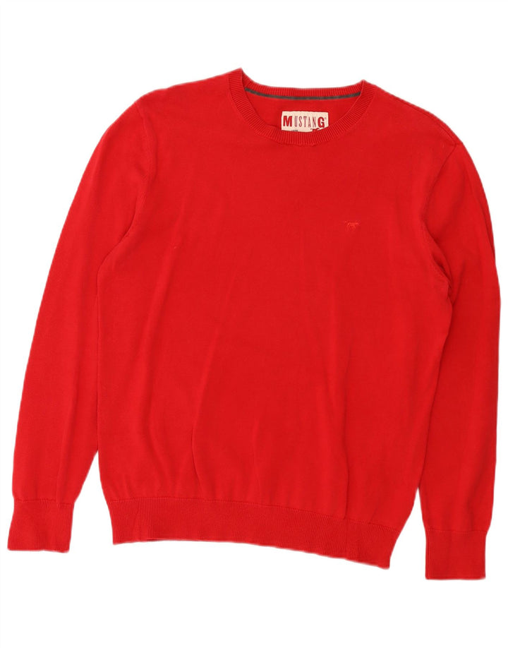 Mustang Pull col rond homme en coton rouge moyen