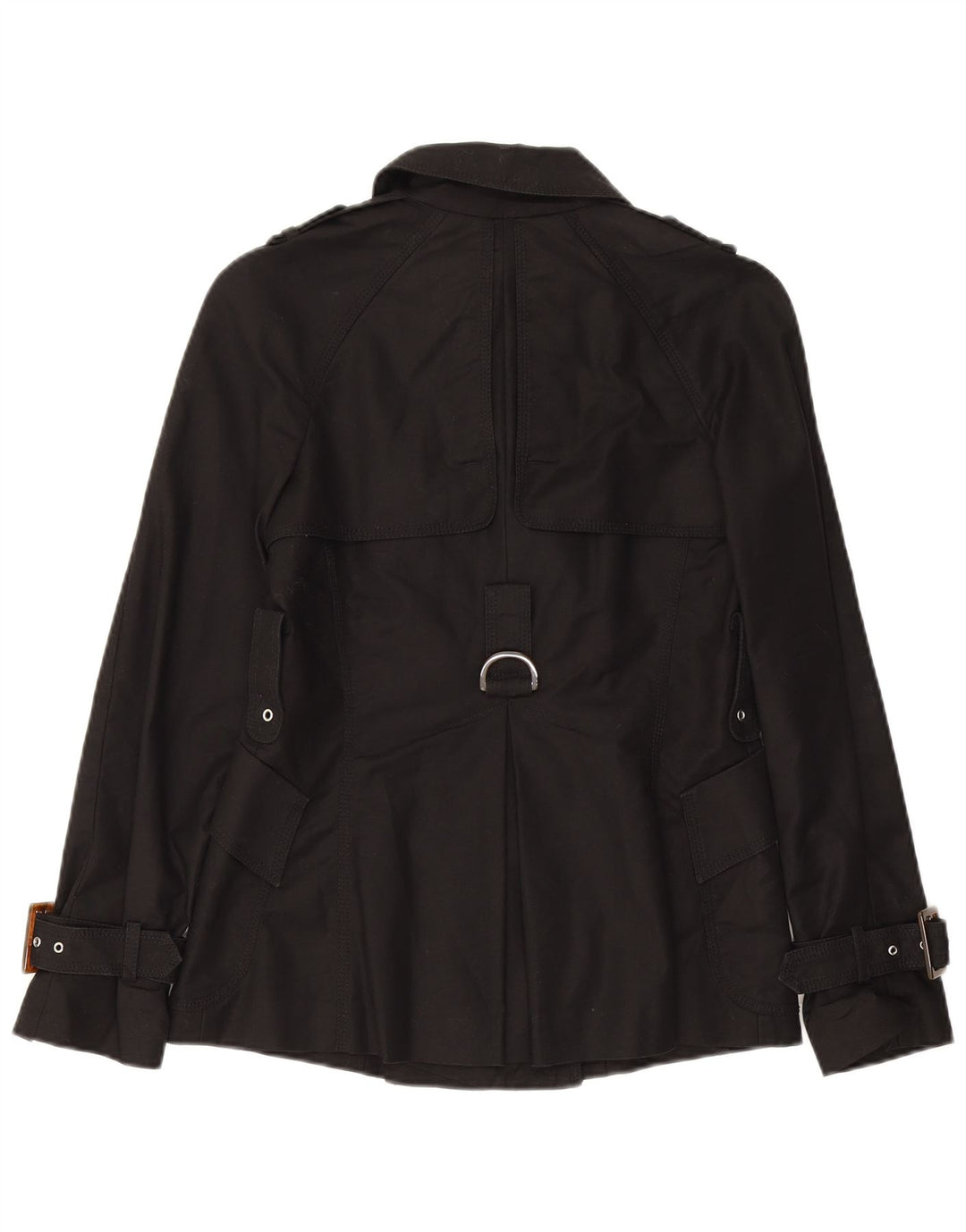 Zara Femme Trench Coat UK 10 Petit Coton Noir