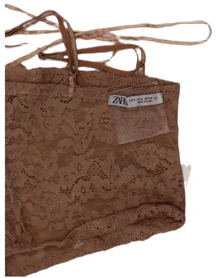 Zara Femme Haut Corset En Dentelle Petit Polyester Floral Beige