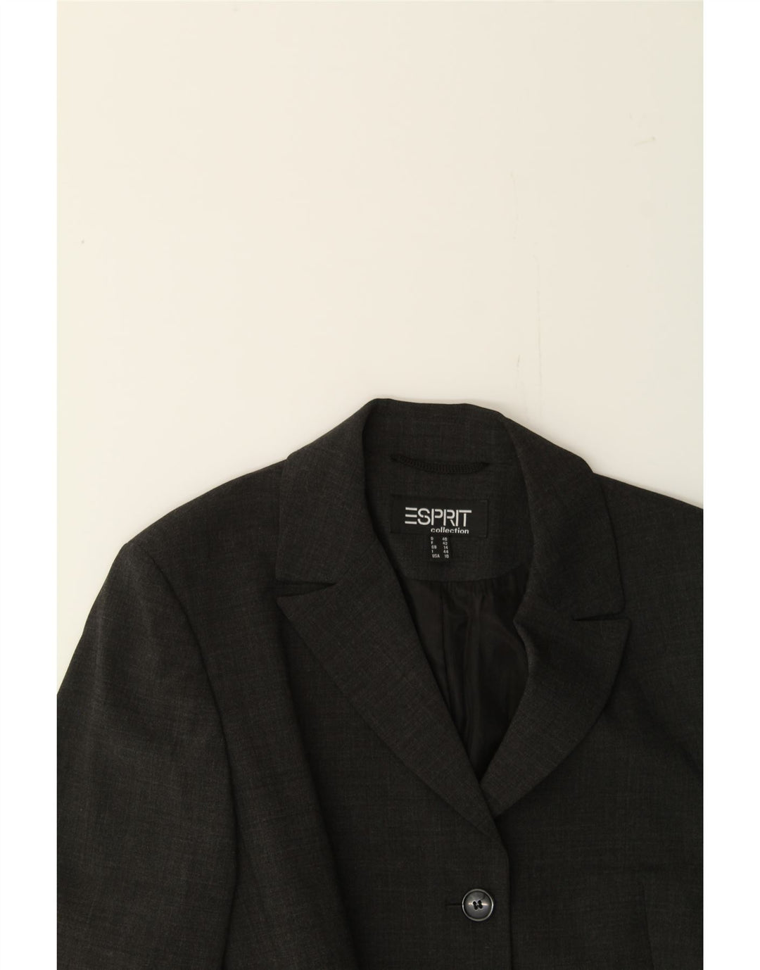 ESPRIT Womens 2 Button Blazer Jacket UK 14 Large Grey Polyester Vintage Esprit and Second-Hand Esprit from Messina Hembry 