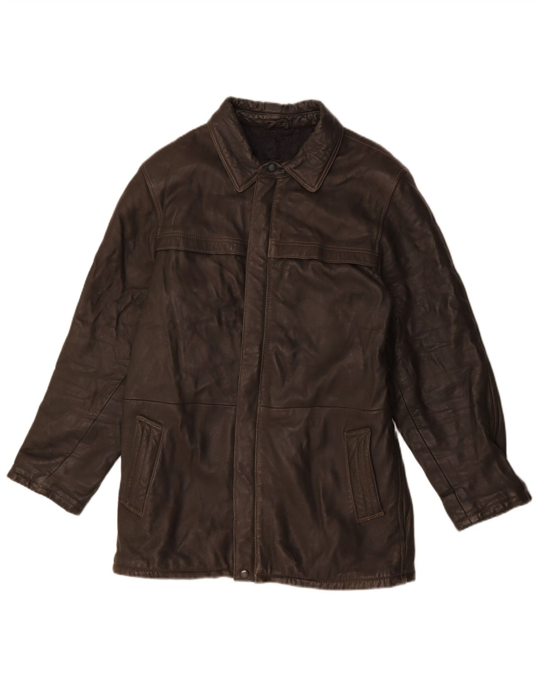 Veste en cuir homme vintage IT 48 Cuir marron moyen