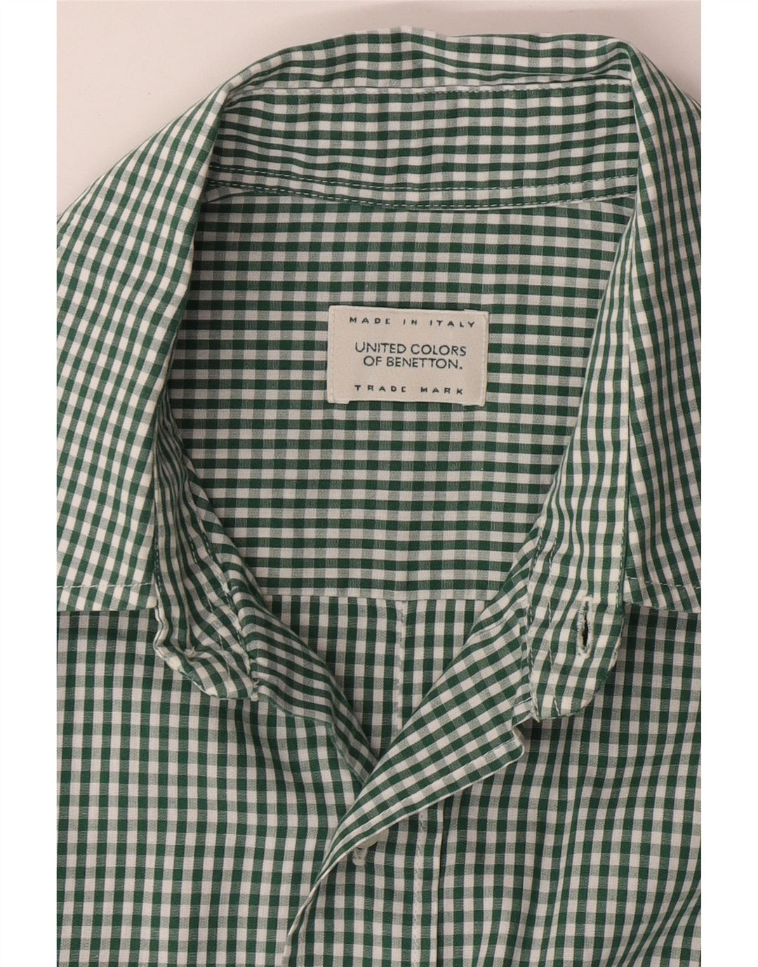 BENETTON Chemise à Manches Courtes Homme Grand Vichy Vert