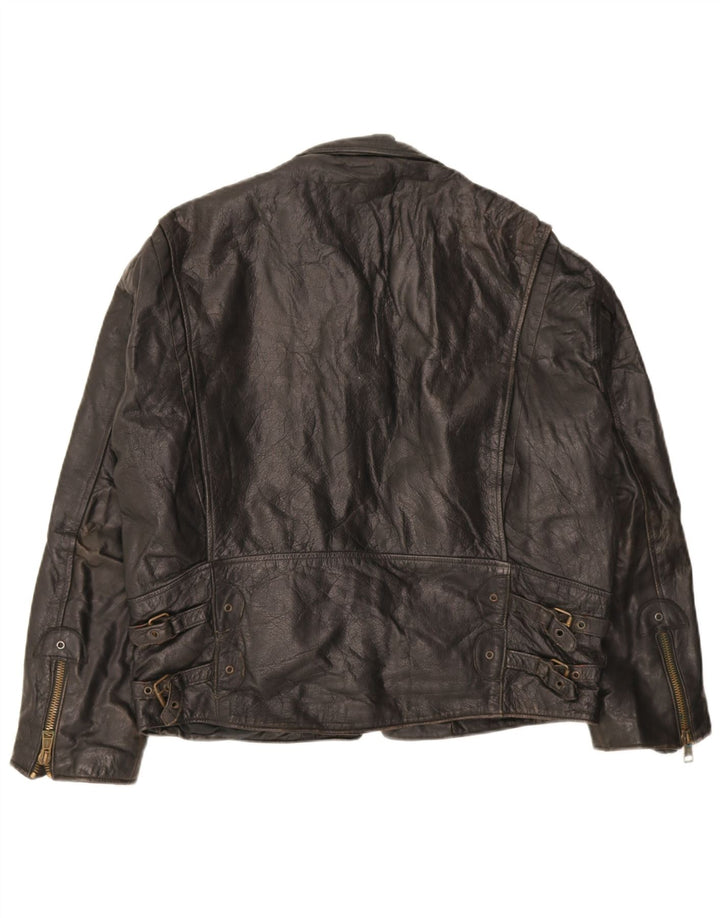 veste en cuir homme vintage UK 40 Grand cuir noir