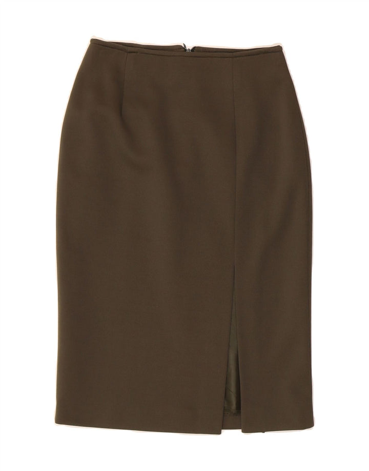 VINTAGE Womens Pencil Skirt W26 Small  Khaki Polyester Vintage Vintage and Second-Hand Vintage from Messina Hembry 
